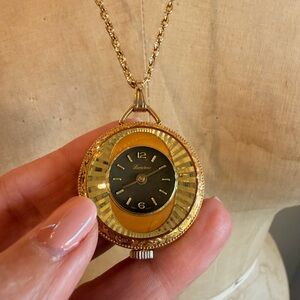 Vintage Lucerne Gold-tone Watch Necklace